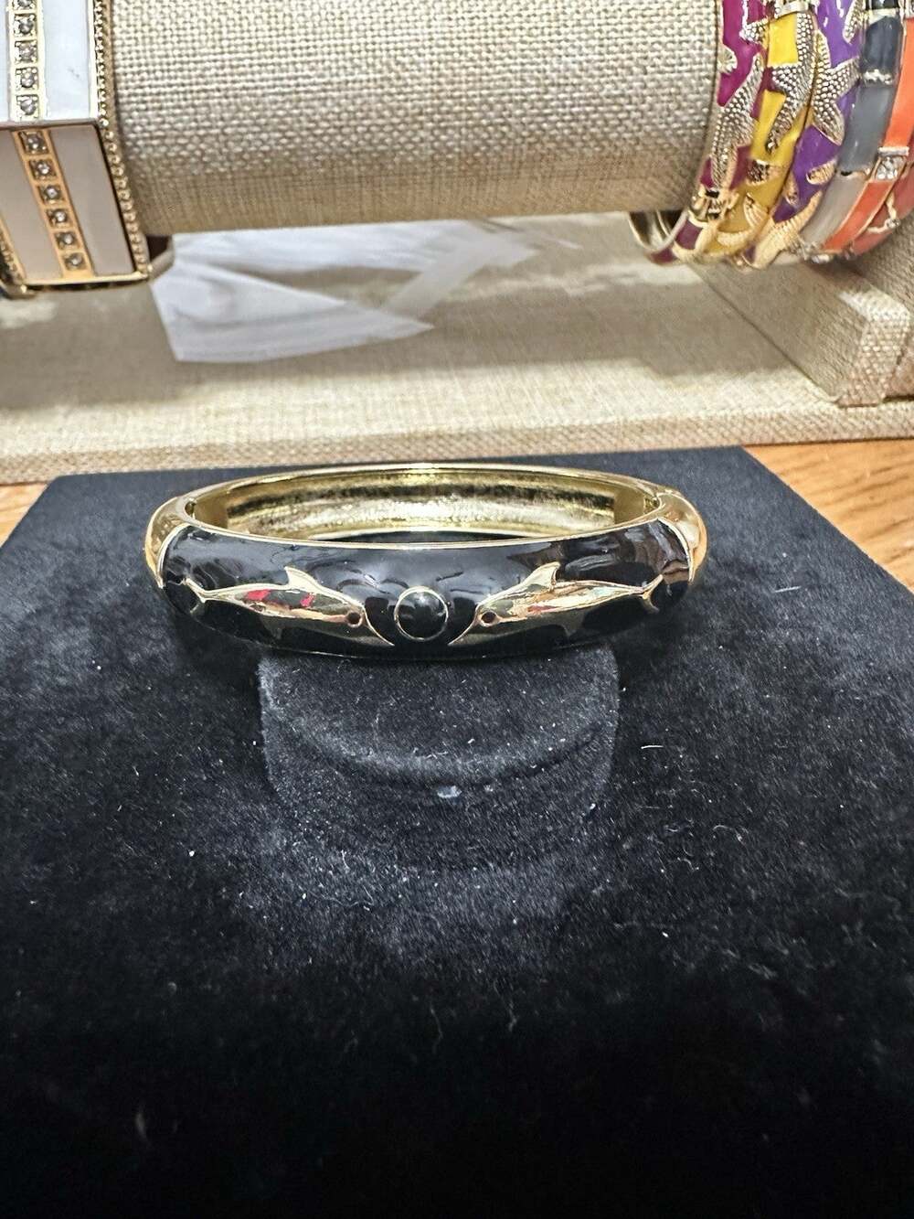Sequin Nordstrom Multicolor Gold Tone Statement Enamel Bangle Bracelet # 61